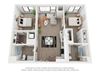 Two bedroom floor plan The Mansion_C6